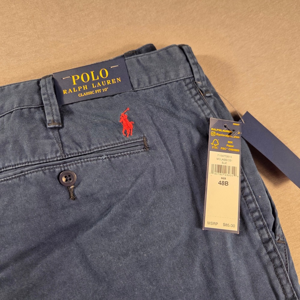 Polo Ralph Lauren Mens Classic Fit 10 Inch Shorts Blue Big 48B NWT